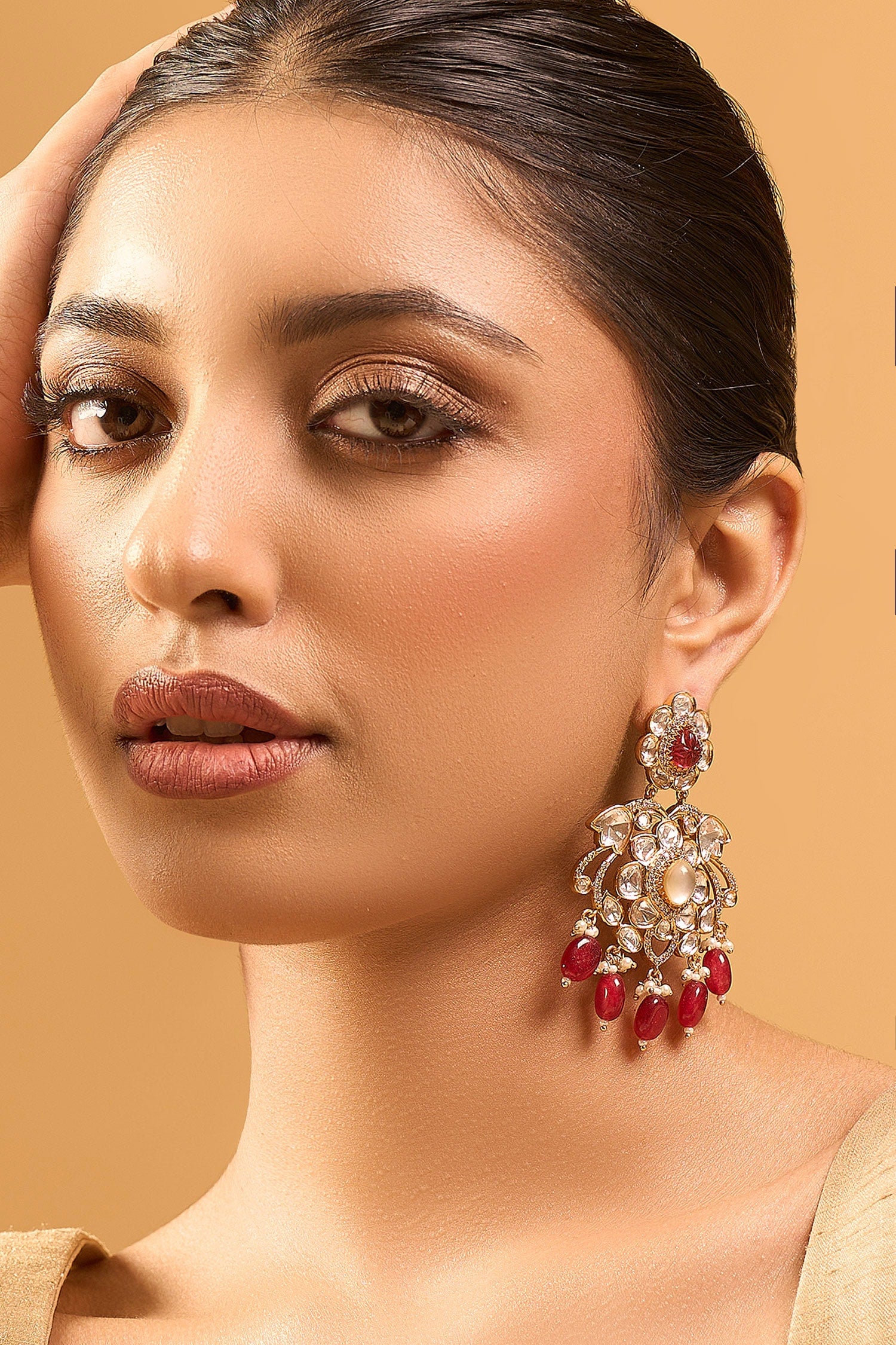 Kundan Ruby Red Earring 