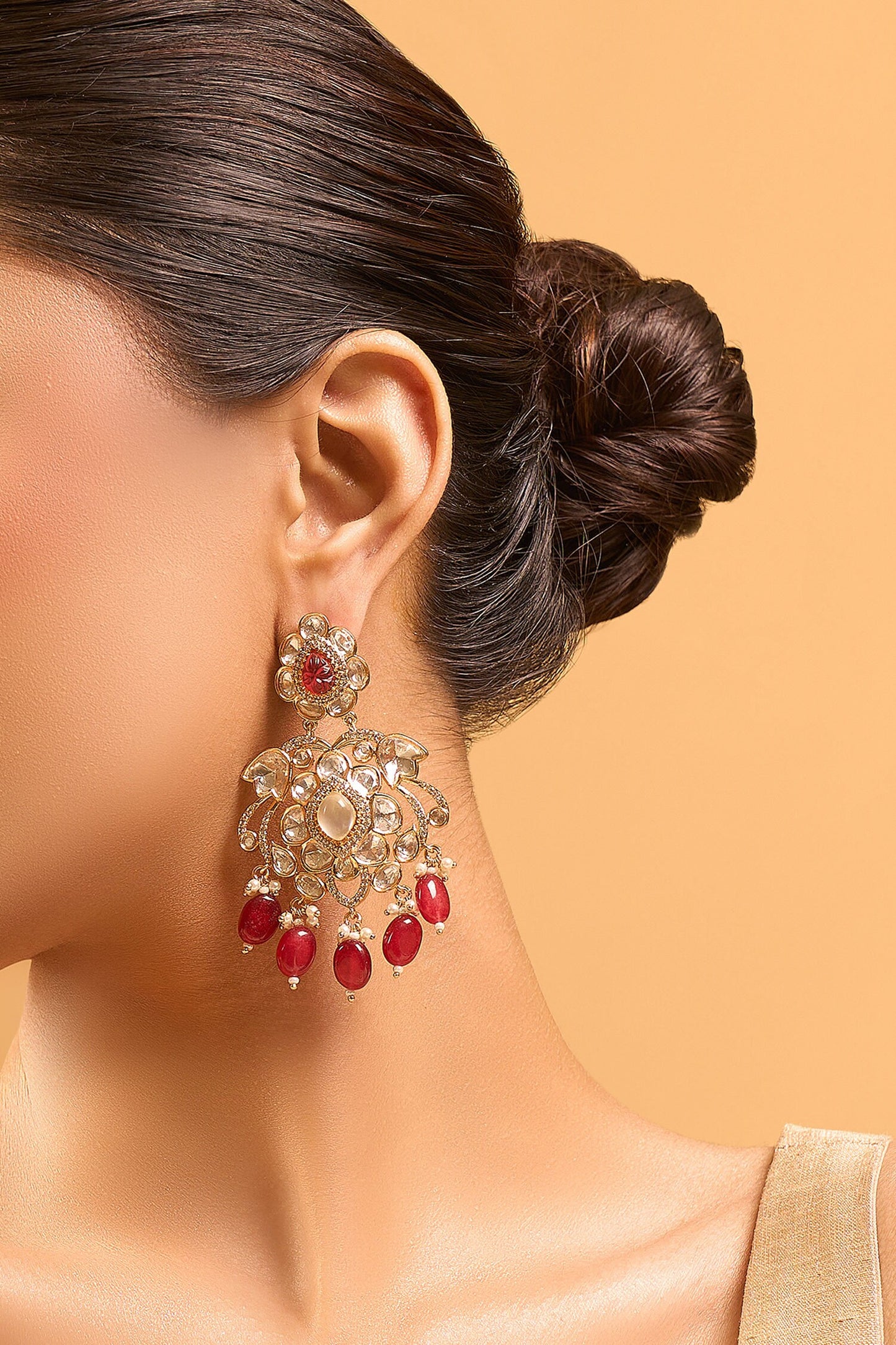 Kundan Ruby Red Earring 
