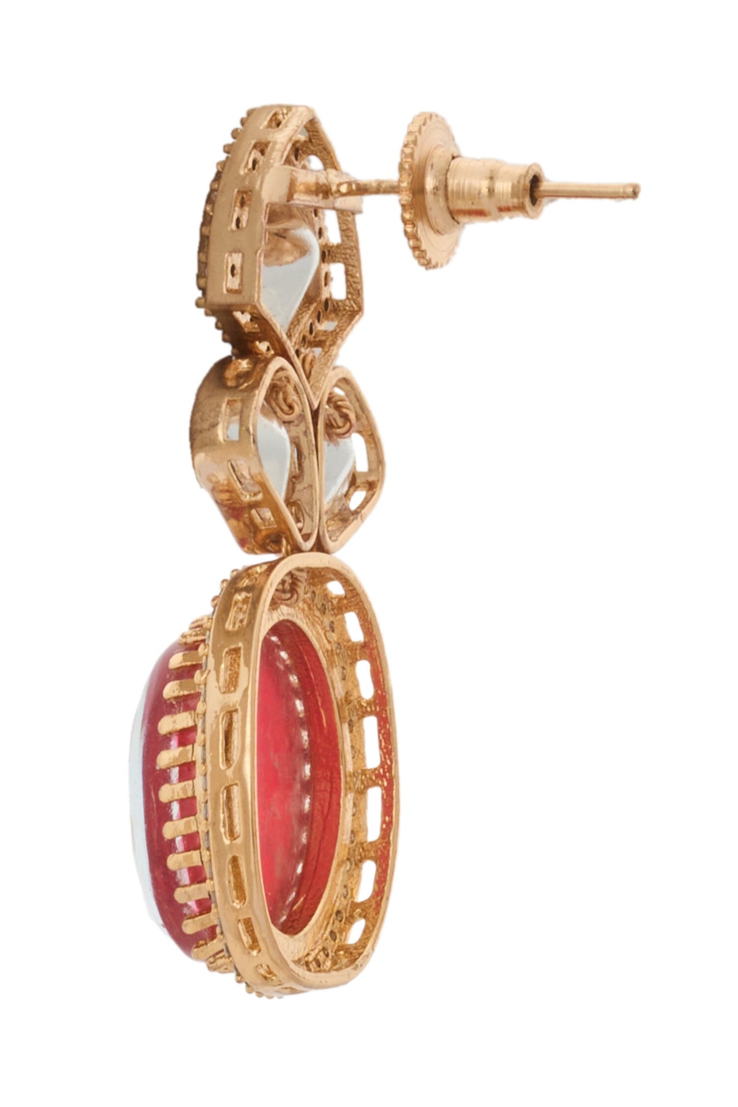 Ruby Red Kundan Necklace & Earring Set 