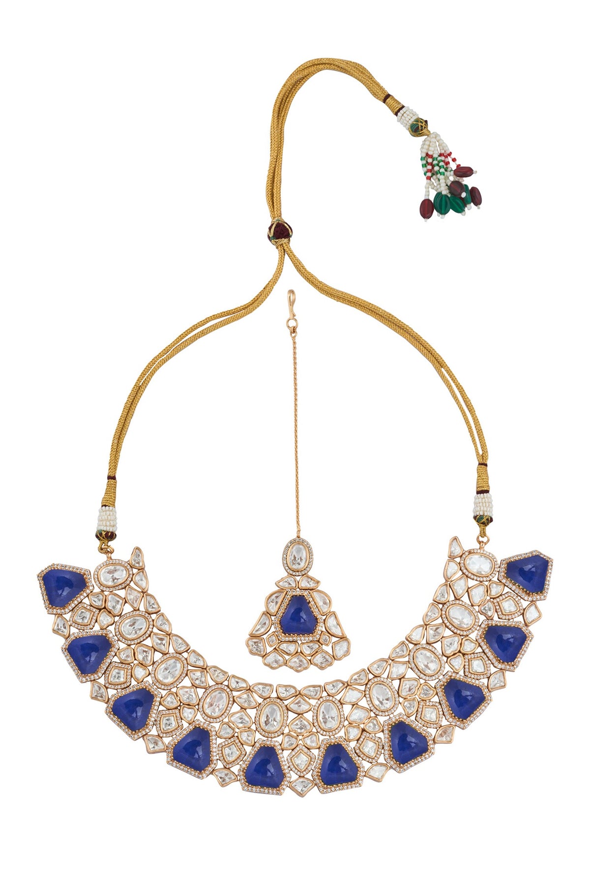 Kundan Blue Brass Jewelry Set 