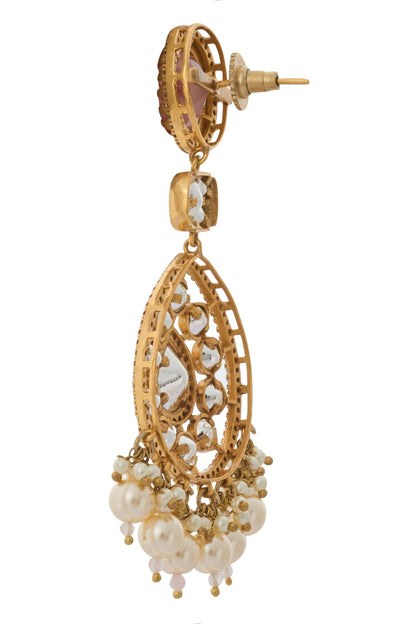 Kundan Pink Brass Jewelry Set 