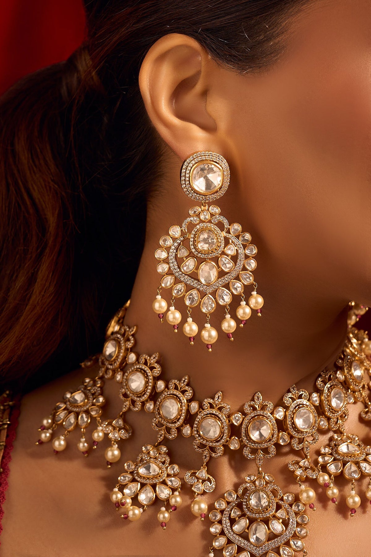 Kundan Ruby Pink Jewelry Set 