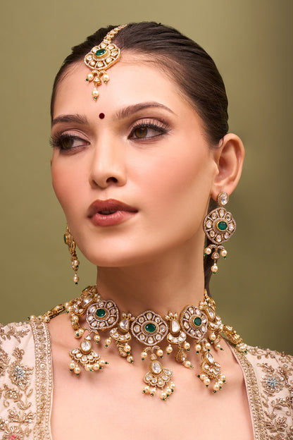 Kundan Green Necklace Set 
