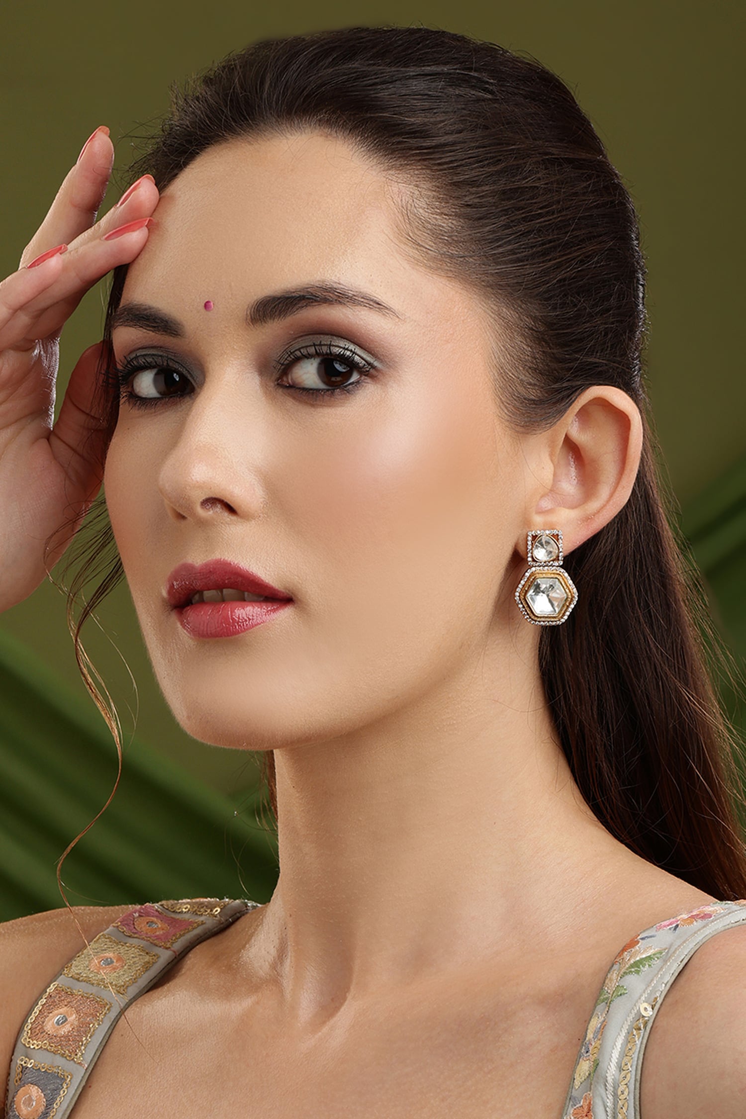 Square Kundan Earrings 