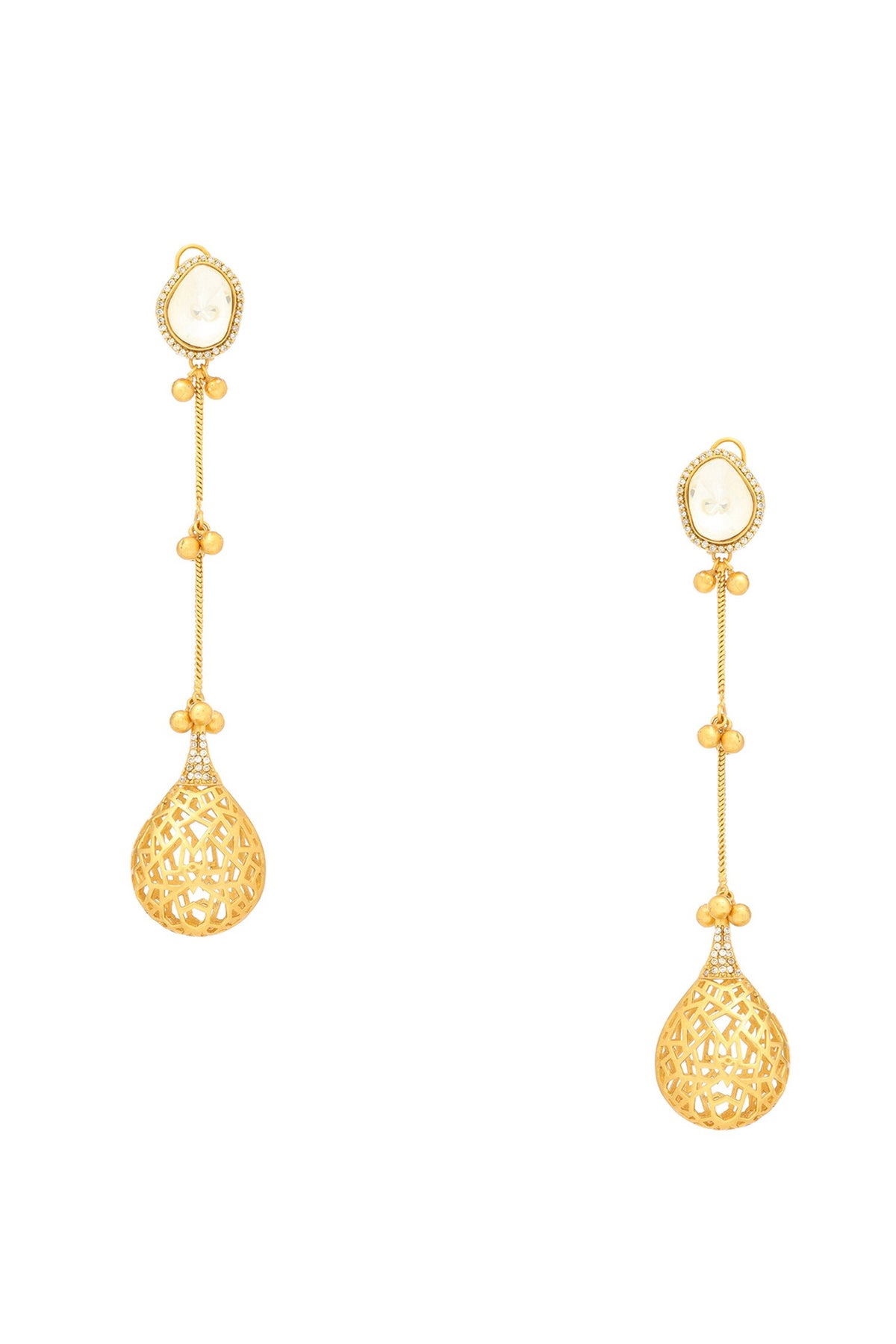 Kundan Antique Finish Long Earrings 
