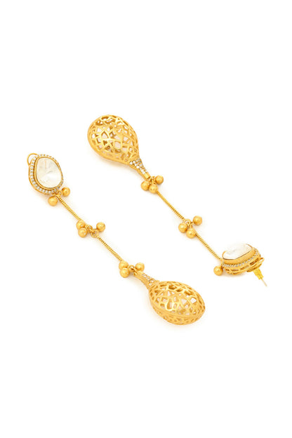 Kundan Antique Finish Long Earrings 
