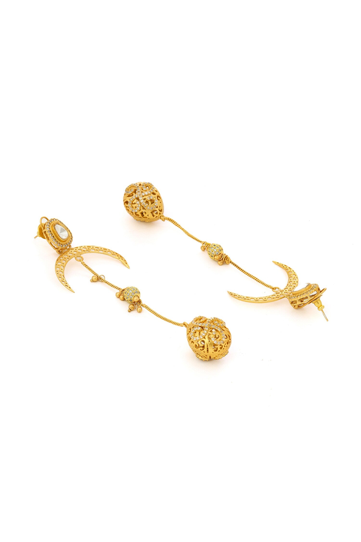 Kundan Gold Plated Long Earrings 