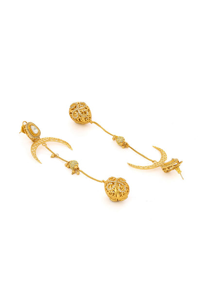 Kundan Gold Plated Long Earrings 