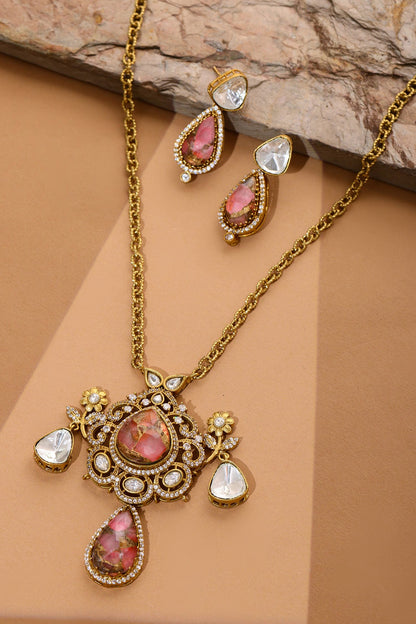 Natural Stones Earrings & Necklace set 
