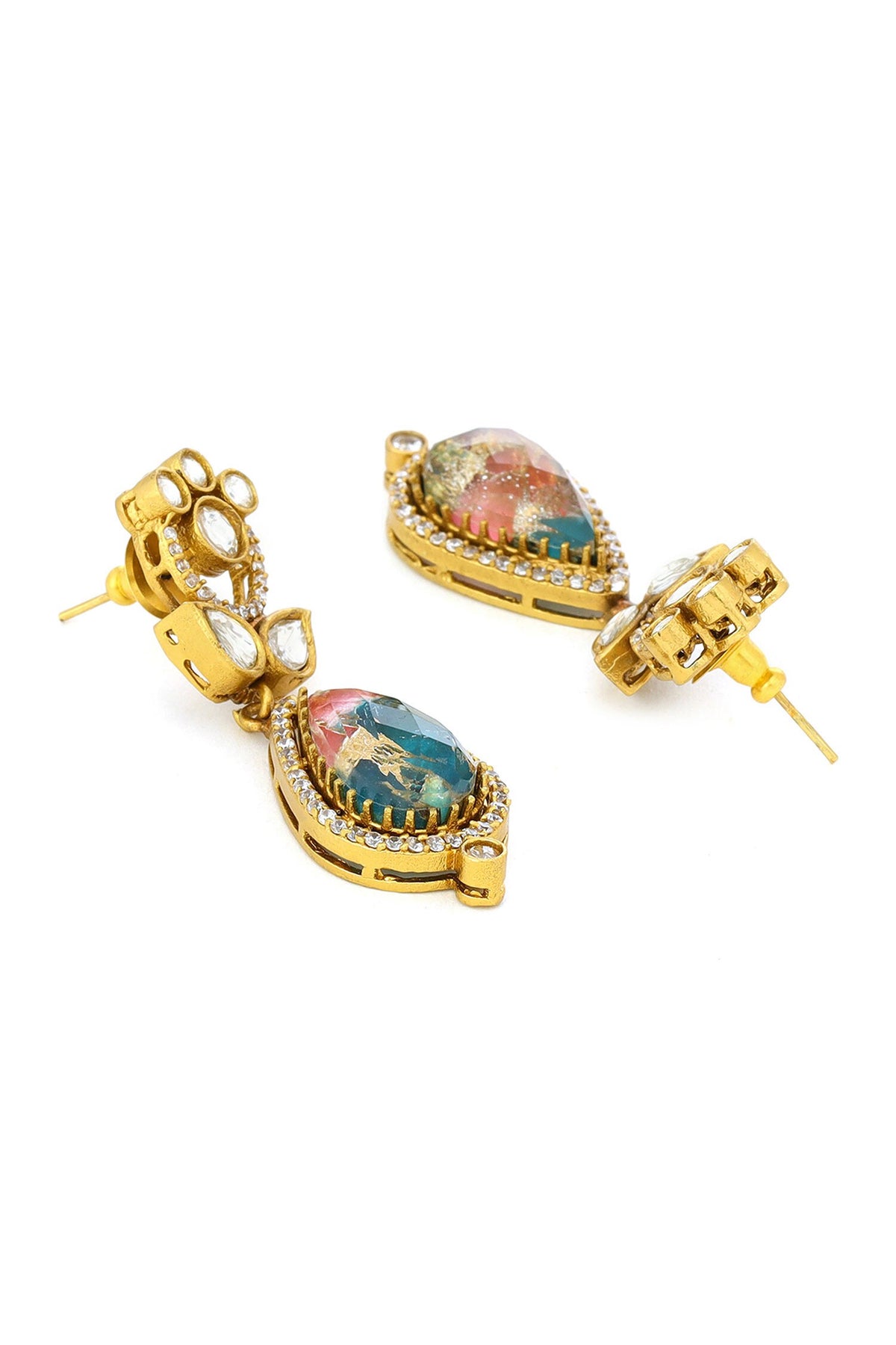 Natural Stones Antique Finish Earrings and Necklace set 