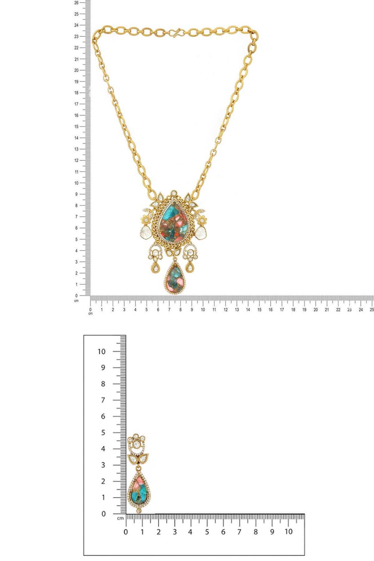 Natural Stones Antique Finish Earrings and Necklace set 