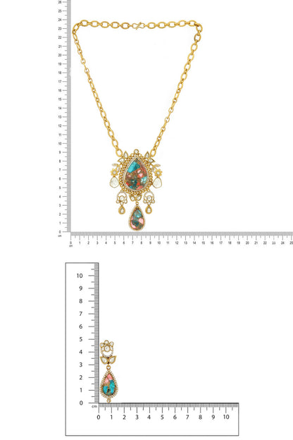 Natural Stones Antique Finish Earrings and Necklace set 
