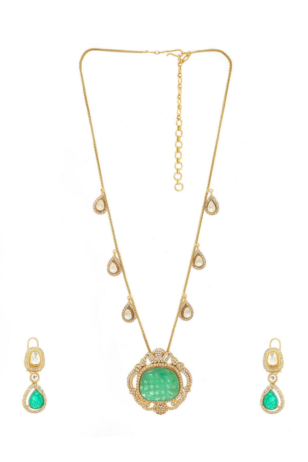 Natural Stones Antique Finish Earrings and Necklace Set 