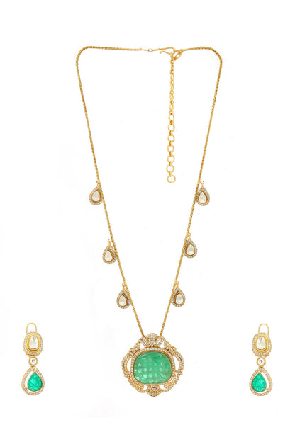 Natural Stones Antique Finish Earrings and Necklace Set 