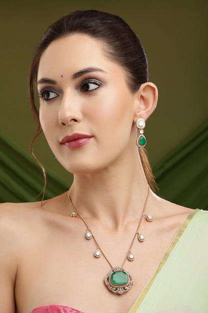 Natural Stones Antique Finish Earrings and Necklace Set 