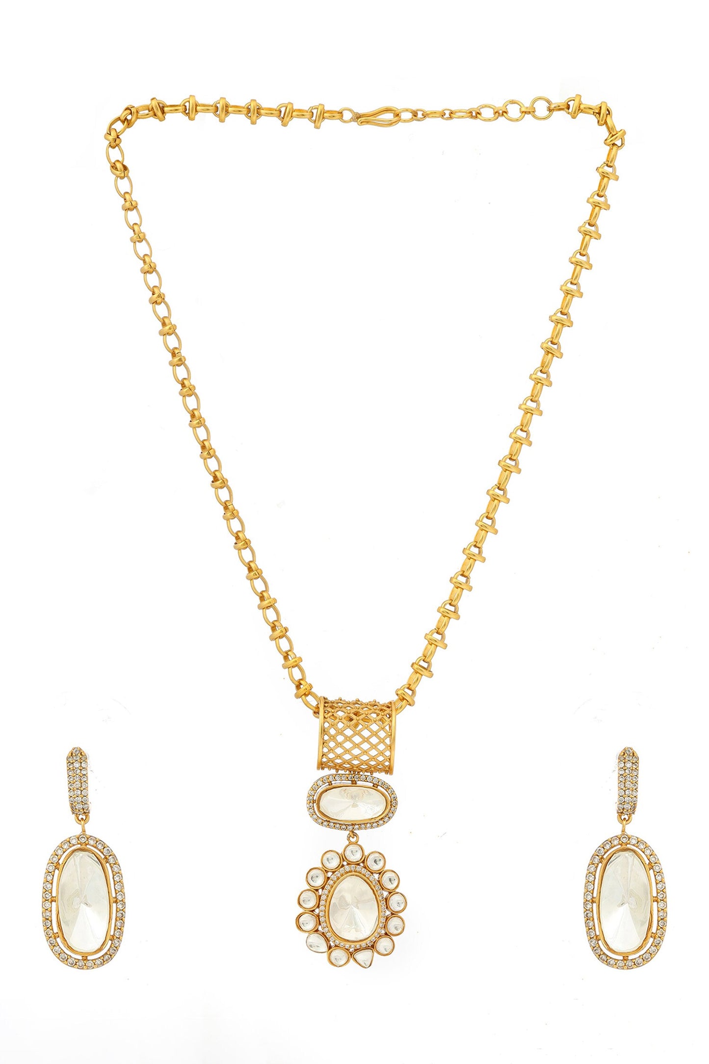 Kundan Antique Finish Earrings and Necklace Set 