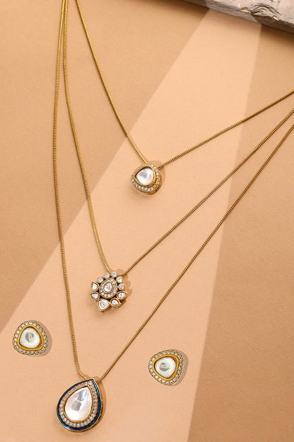 Kundan Antique Finish Earrings and Dew Drop Necklace Set 