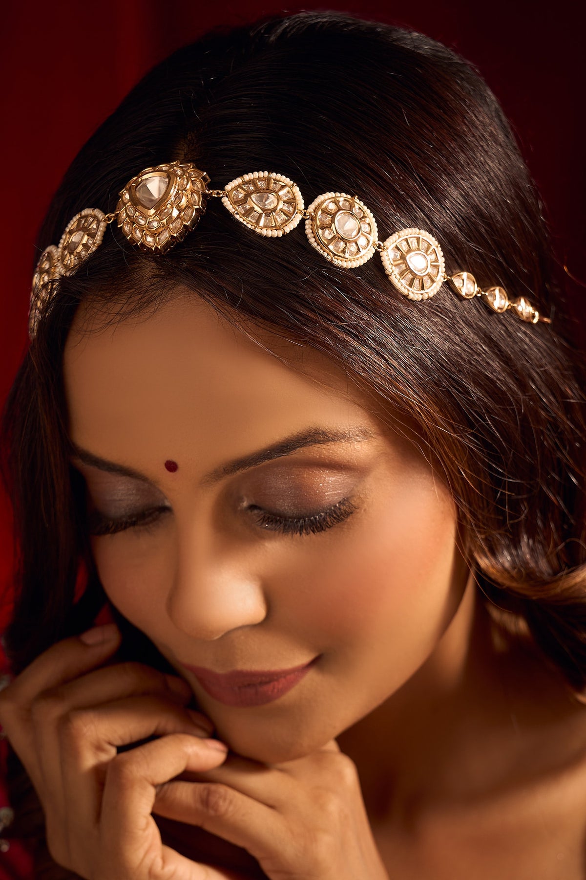 Kundan White Brass Mathapatti 
