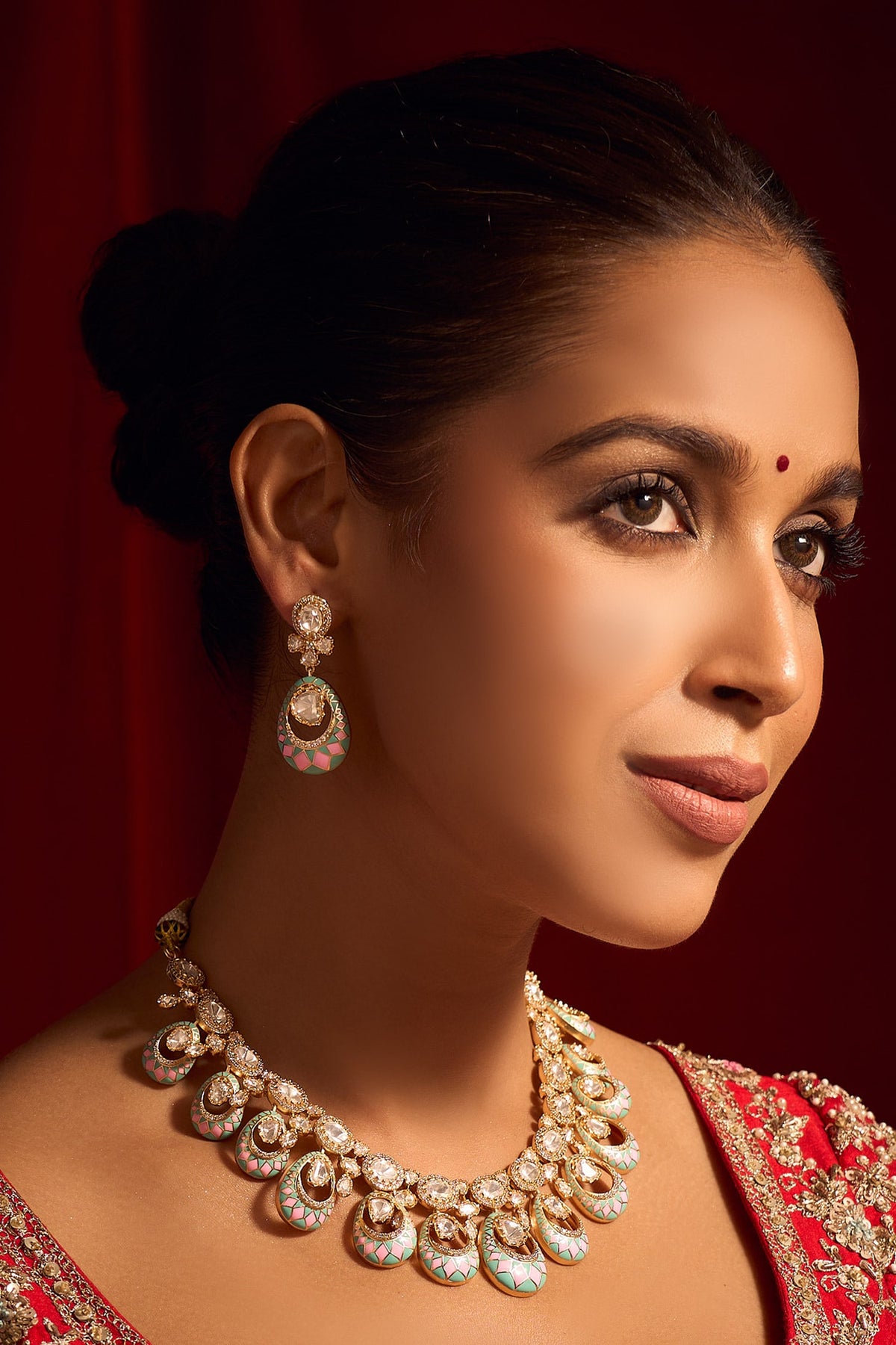 Kundan Pink & Green Necklace Set 