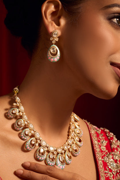 Kundan Pink & Green Necklace Set 