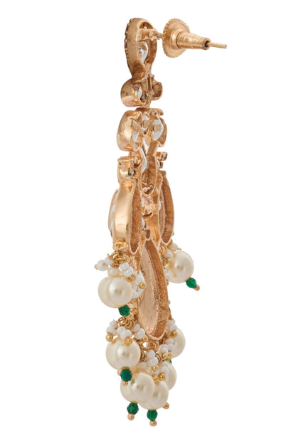Kundan Jewelry Set in Cream & Green 