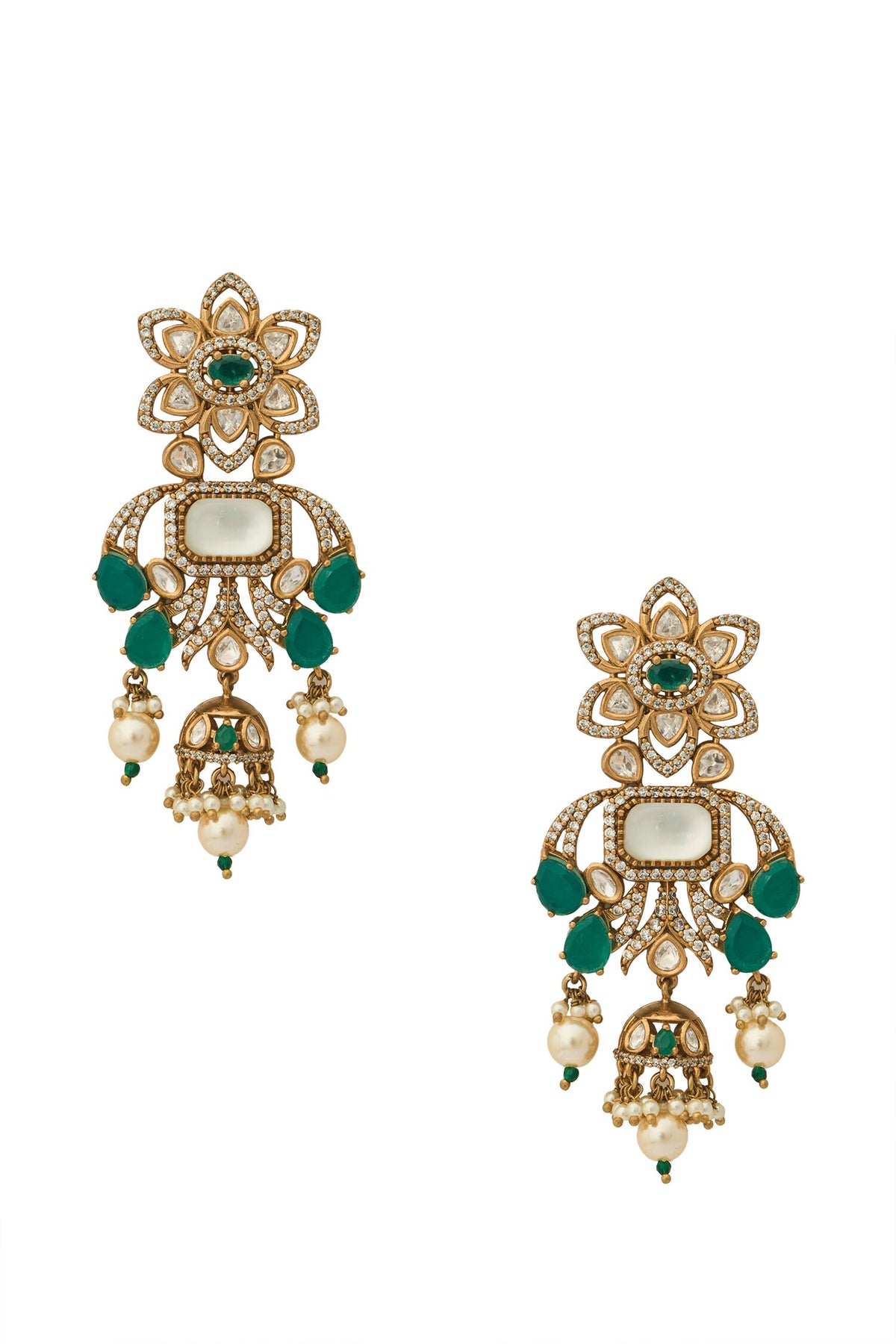 Kundan Mint Green Earrings 