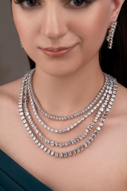 Silver Plated Designer Necklace & Earring Set 