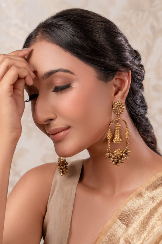 Two Tone Brass Designer Earrings 