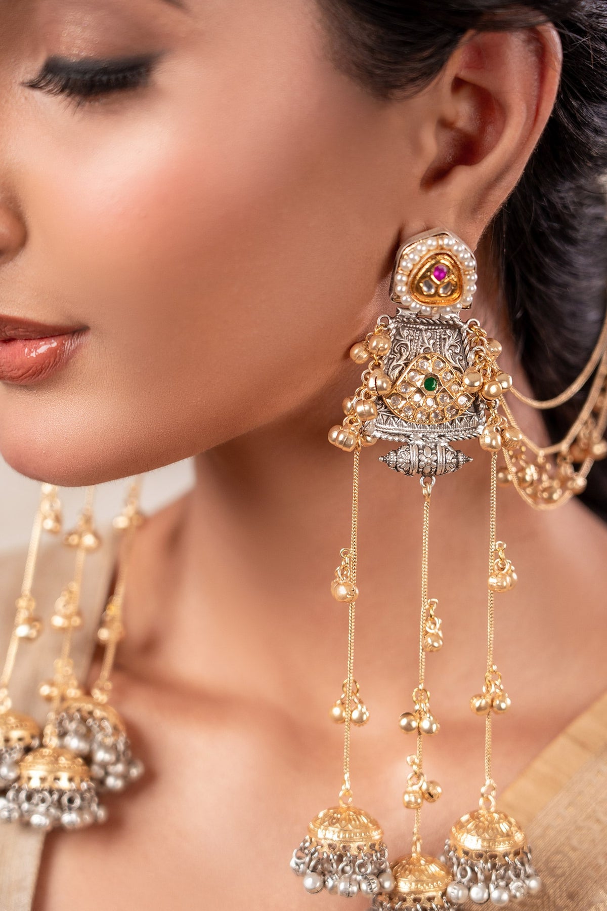 Two Tone Designer Ear Chain 