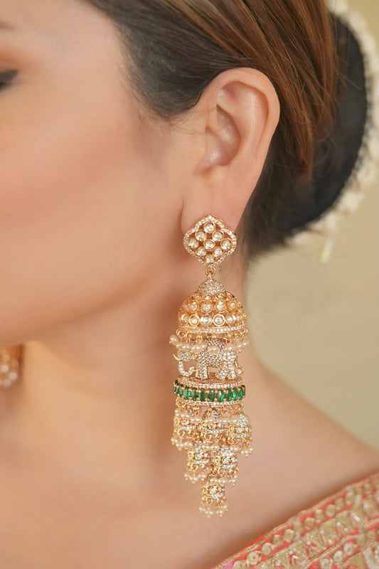 Emerald Gold Plated Designer Earrings 