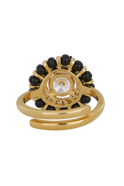 Designer 925 Silver Black Beads Ring 
