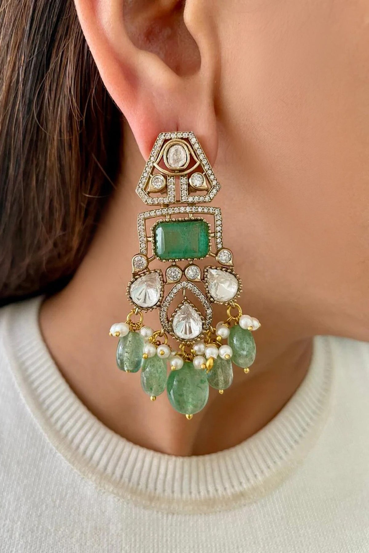Queen Ruby Emerald Kundan Necklace Set 