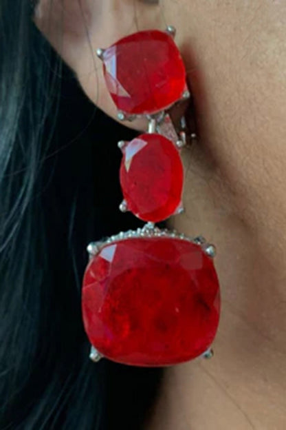 Ruby Red 3 Layer Necklace Set 
