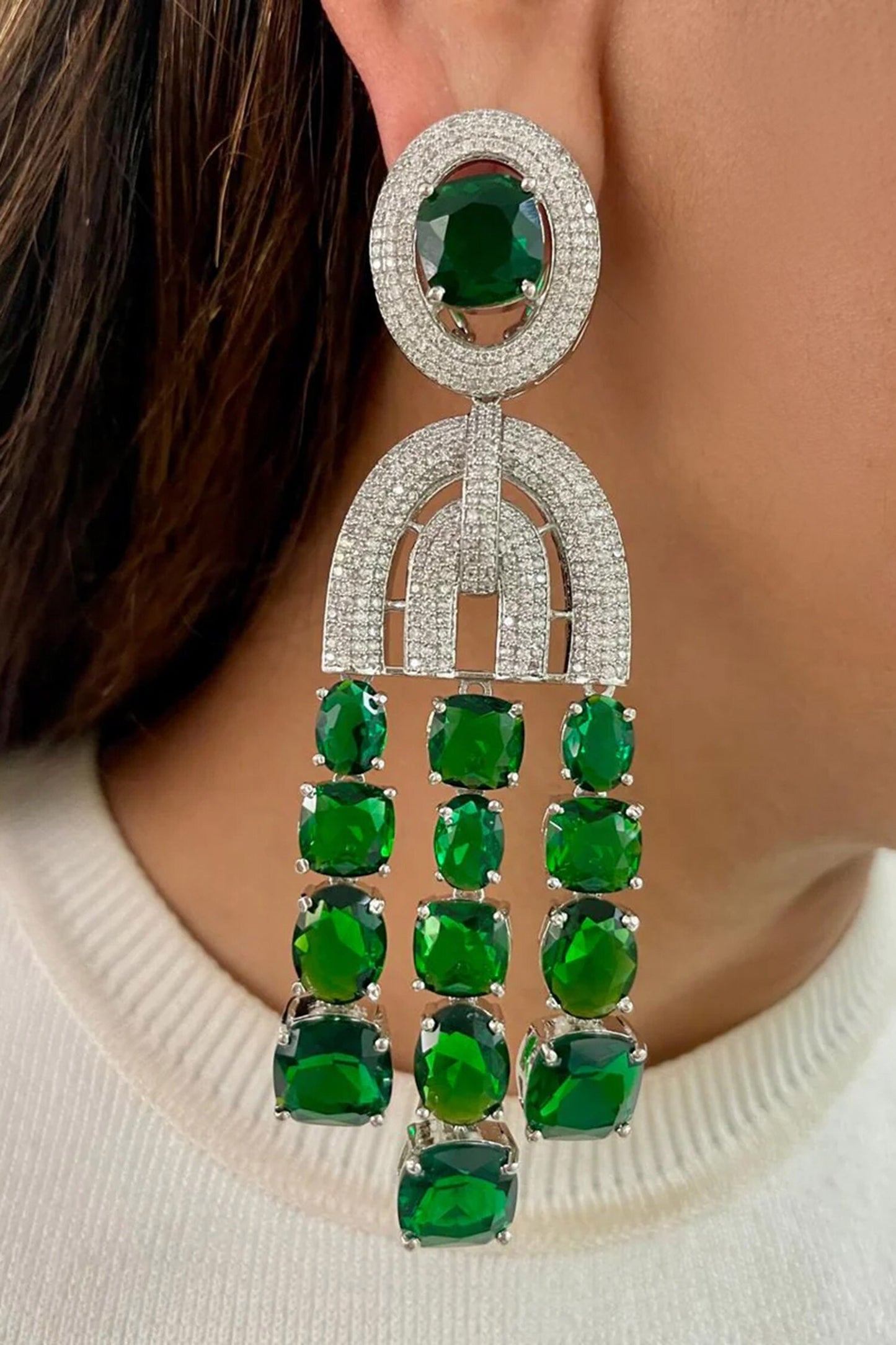 Emerald Green Layered Necklace Set 
