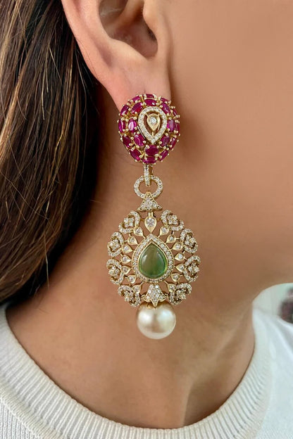 Ruby Pink Kundan Necklace Set 