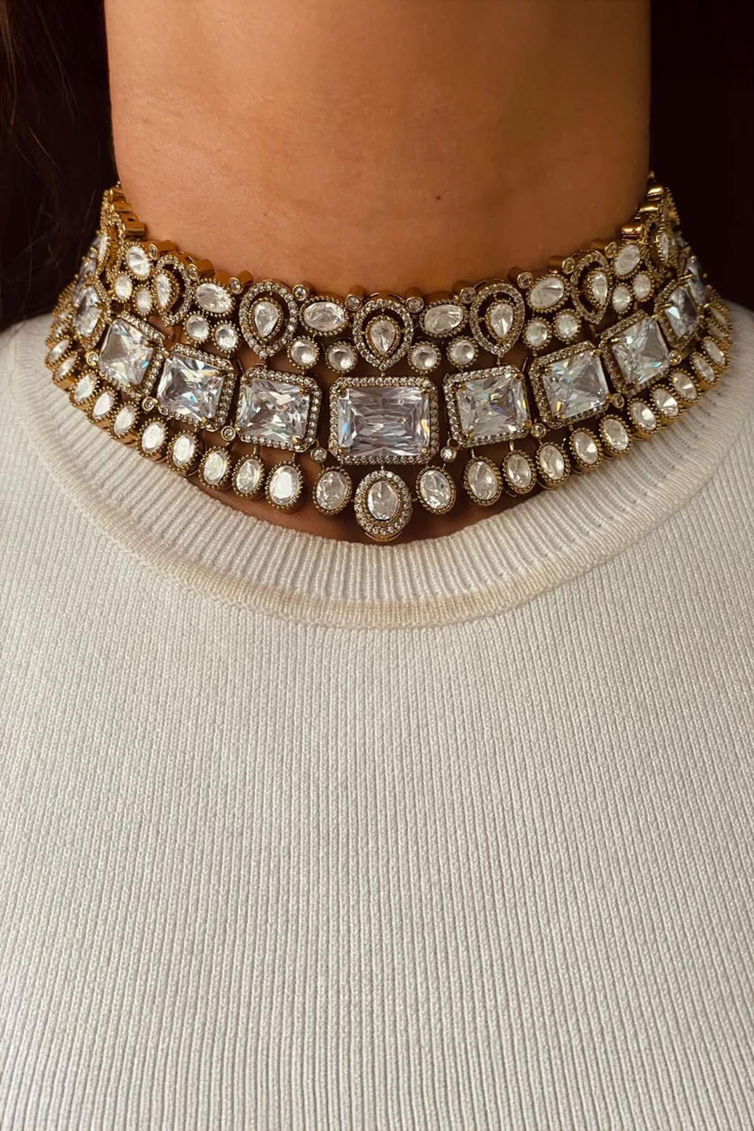 Polki Diamond Kundan Necklace Set 