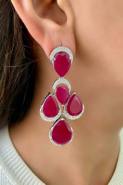 Ruby Pink Double Layered Statement Choker Set 