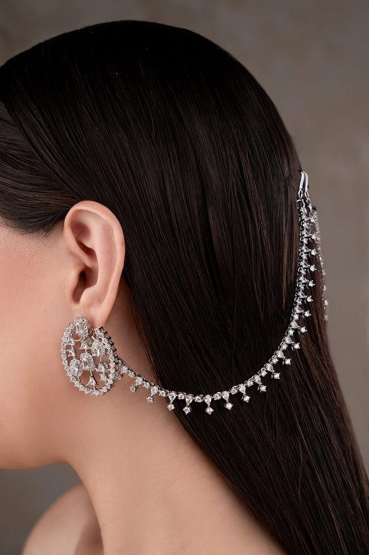 Designer Silver Ear Chain 