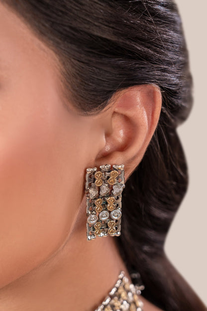 Two Tone Choker Necklace & Earring Set 
