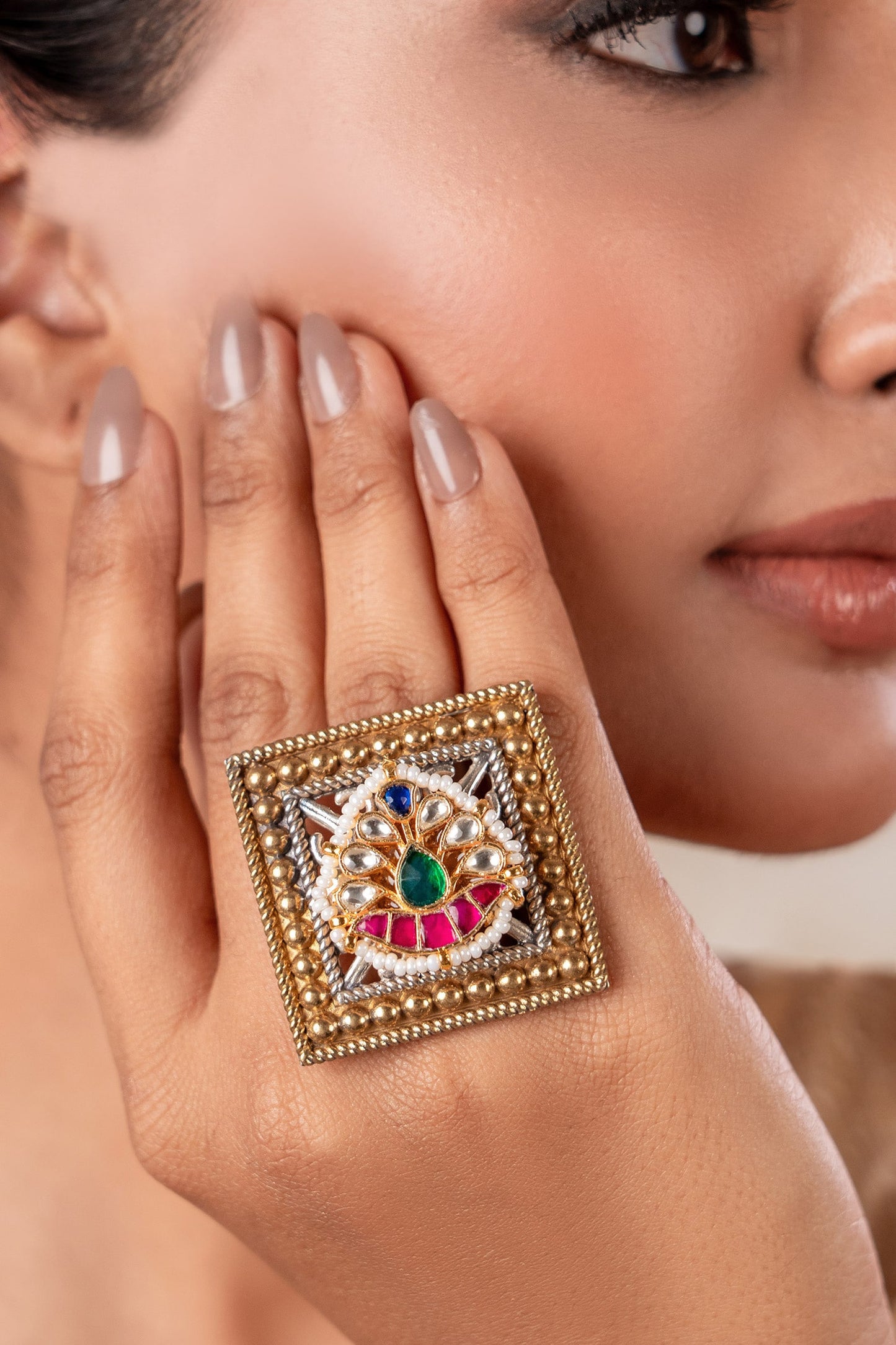 Ruby Red Two Tone Designer Ring 