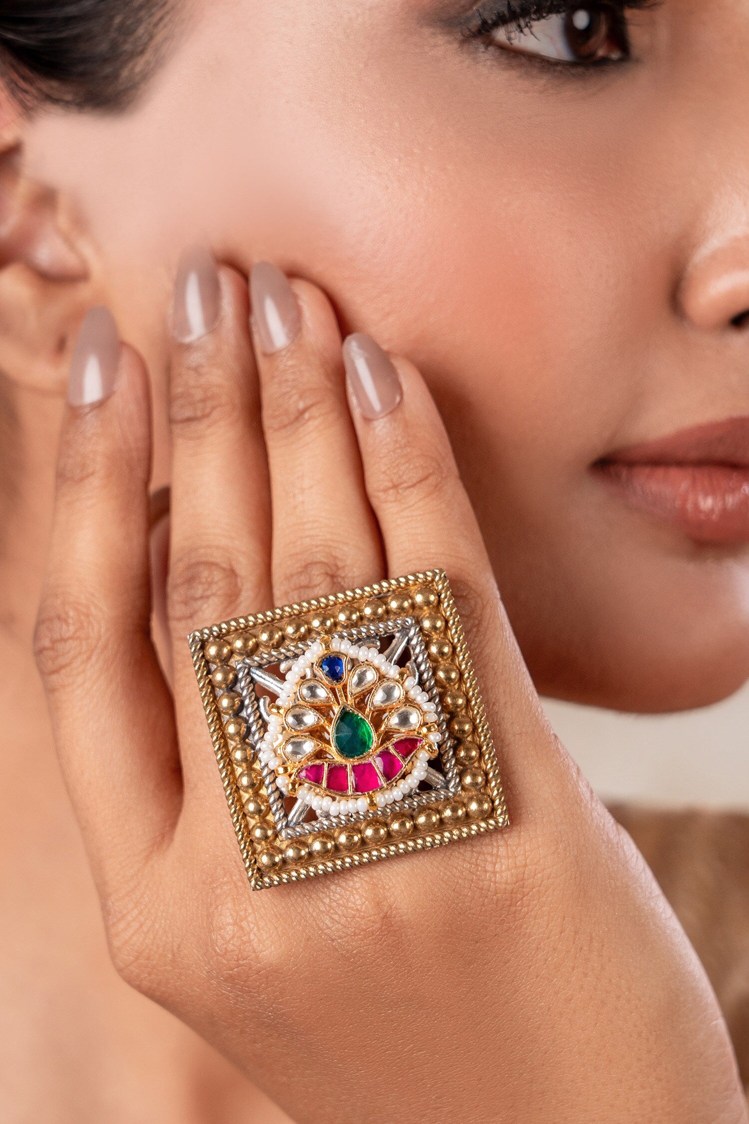 Ruby Red Two Tone Designer Ring 