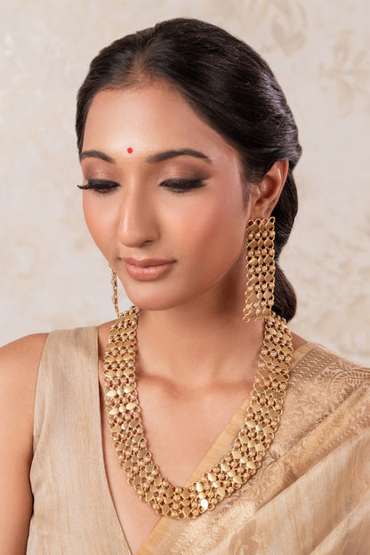 Gold Plated Brass Necklace & Earring Set 