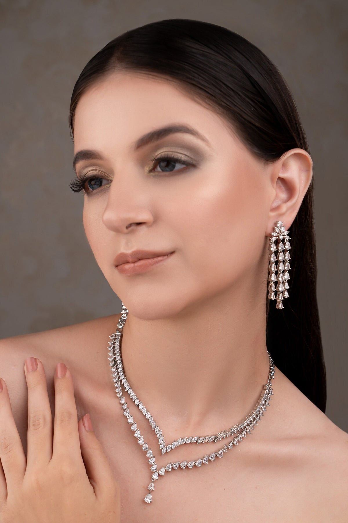 Silver Plated Designer Necklace & Earrings 