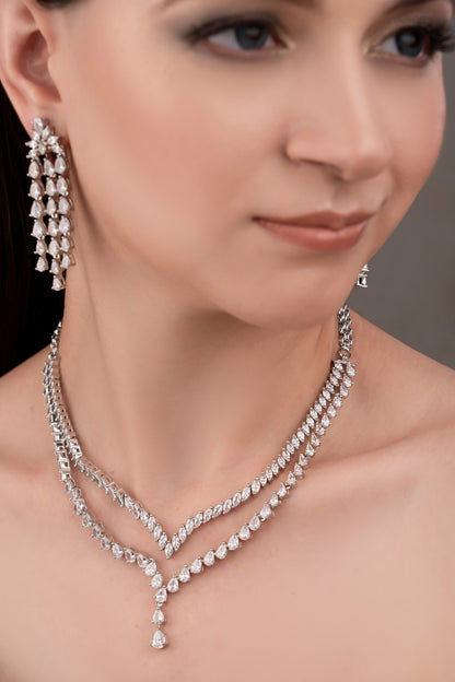 Silver Plated Designer Necklace & Earrings 
