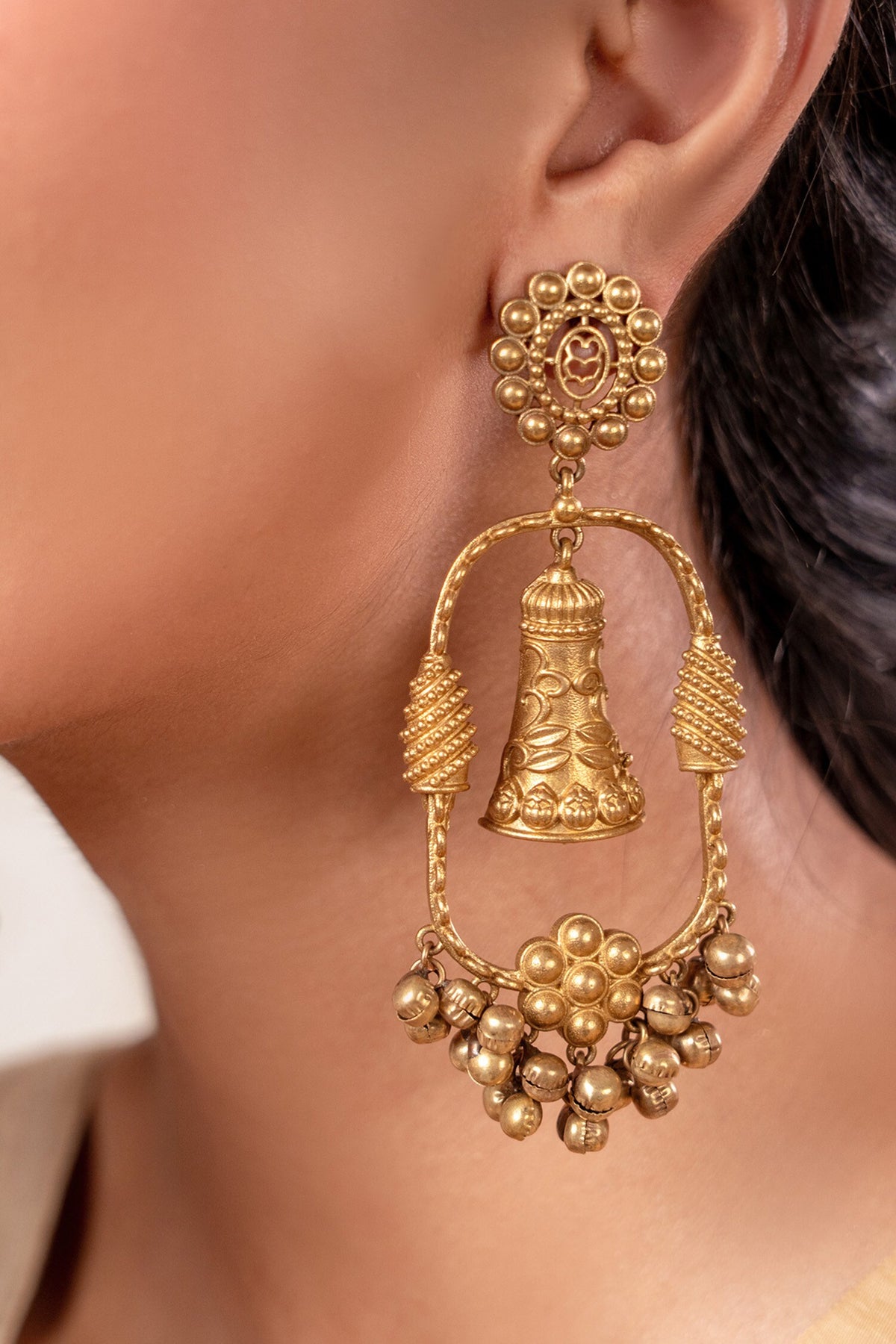 Two Tone Brass Designer Earrings 