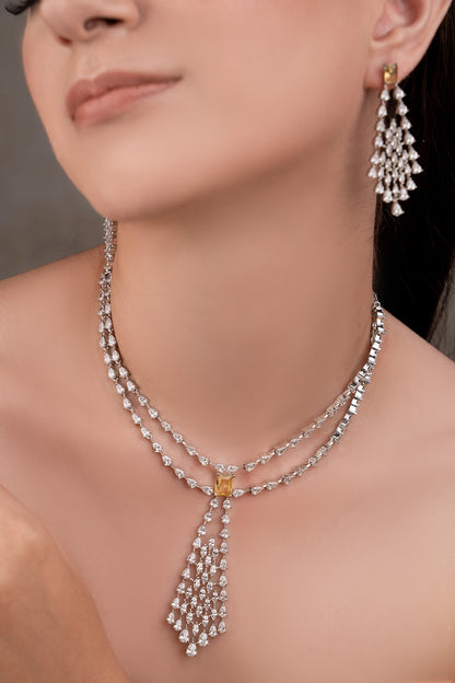 Silver Plated Necklace & Earrings Set 