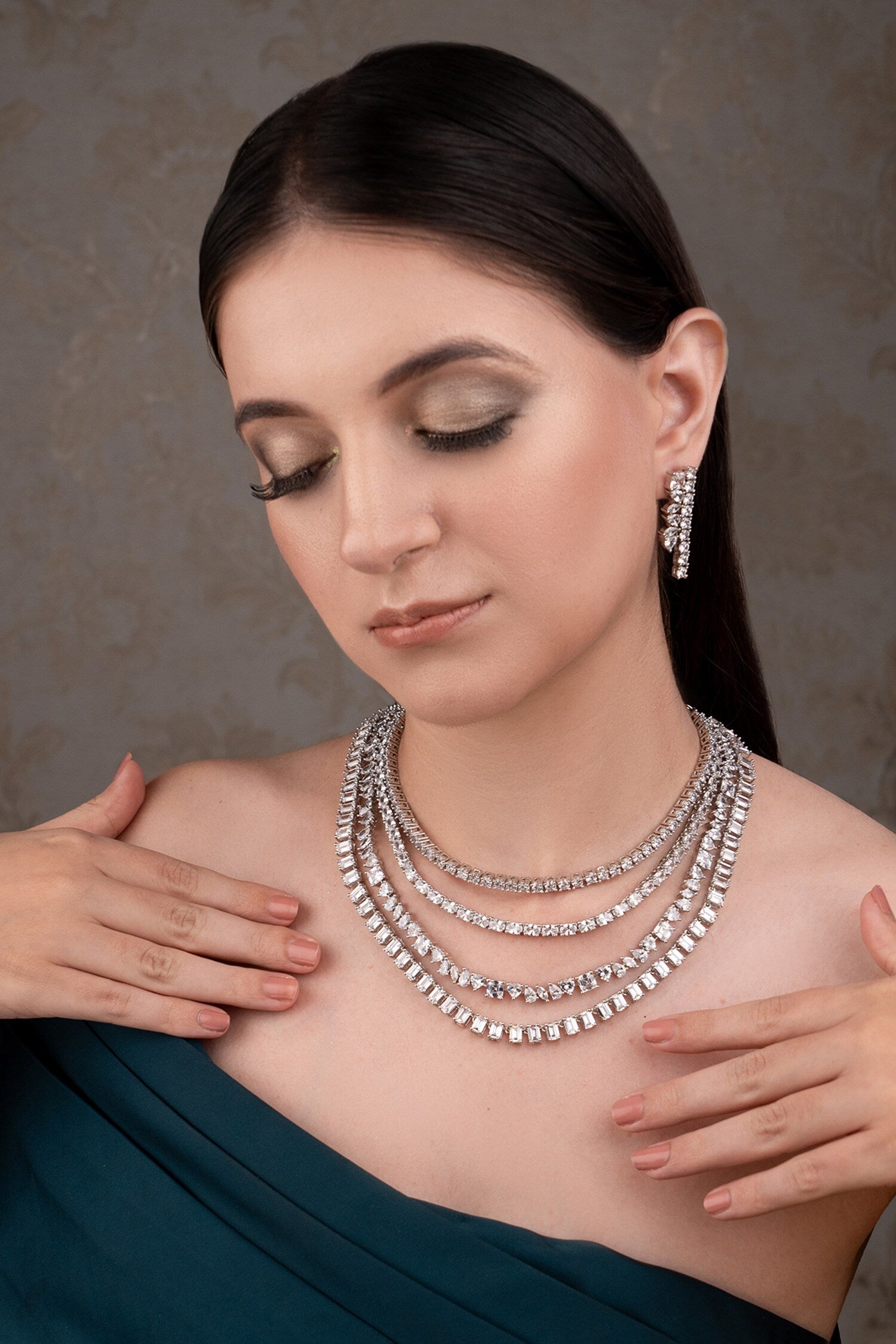 Silver Plated Designer Necklace & Earring Set 