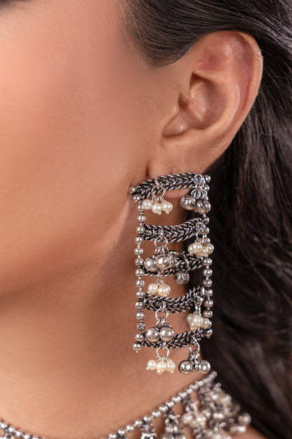 Designer Silver Plated Choker & Earrings Set 
