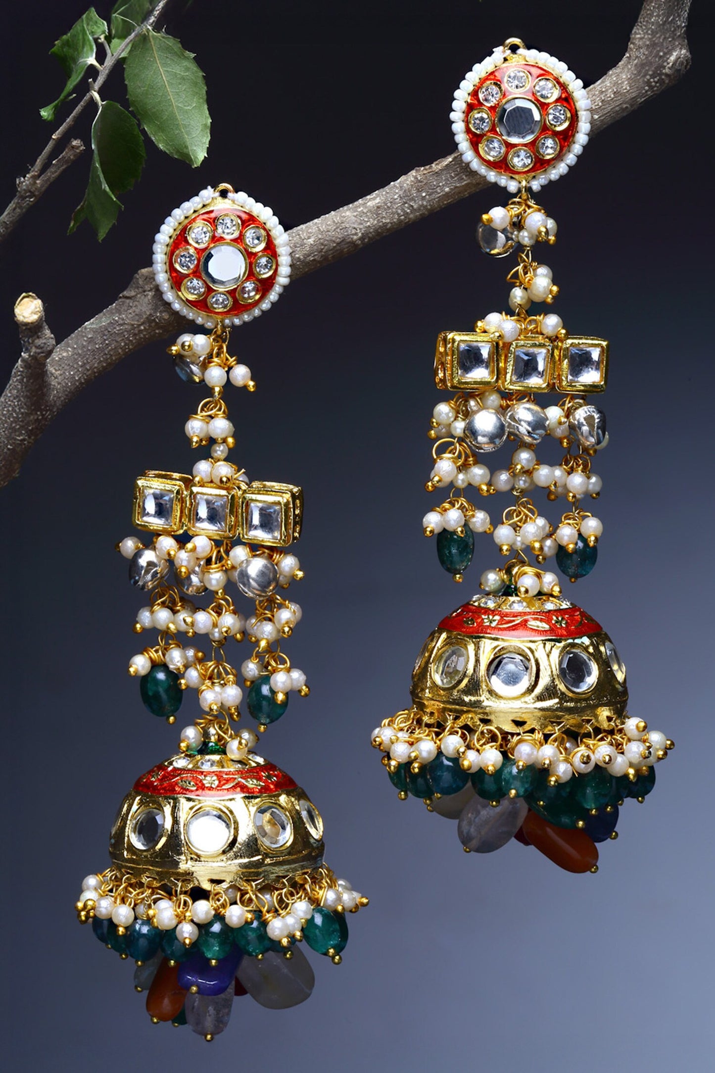 Ruby Blaze Jhumka Earrings 