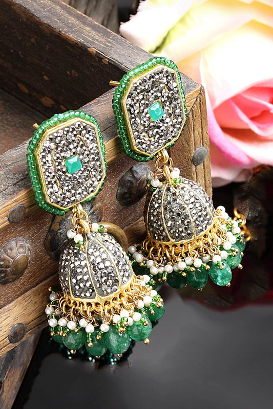 Designer Silver Silk Jhumka Earrings 